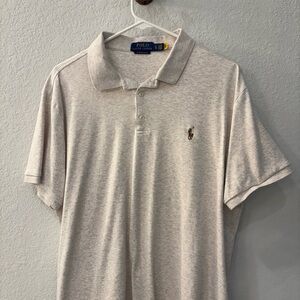 Polo by Ralph Lauren Men's Cotton Soft light Gray Polo Shirt; custom slim
